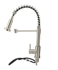 Maqulae 304 Stainless Steel Kitchen Faucet with Rotatable Gooseneck for, high arch design with flexible spray nozzle.