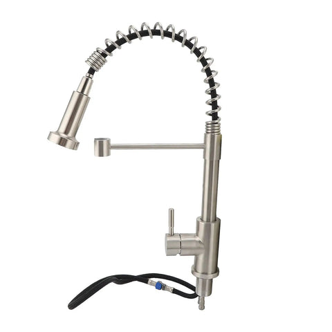 Maqulae 304 Stainless Steel Kitchen Faucet with Rotatable Gooseneck for, high arch design with flexible spray nozzle.