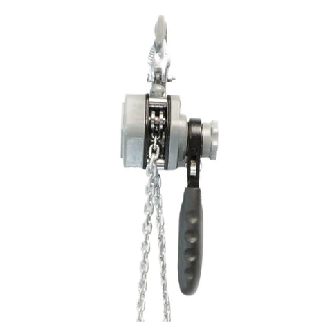 Heavy Duty 0.25 Tons Hand Chain Hoist Made From Solid Aluminum Alloy with lever and chain for lifting jobs.