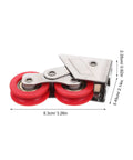 Heavy Duty Sliding Door Roller With Dual Nylon Wheels And Tough As Nails Stainless Steel Core, detailed view with dimensions.