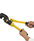Heavy Duty Hydraulic Rebar Pliers, Portable Bolt Cutters With Box, handheld tool cutting 4mm to 16mm wire in use.