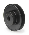Beefy AK30 3.0 Inch OD single groove web sheave cast iron V belt pulley with 0.5 inch bore, angled view