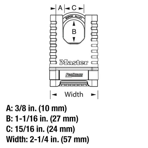 Diagram of Brass Padlock With Set Your Own Four Digit Combination For Tools Fences And Gates Pro Series Grade Lock showing dimensions.