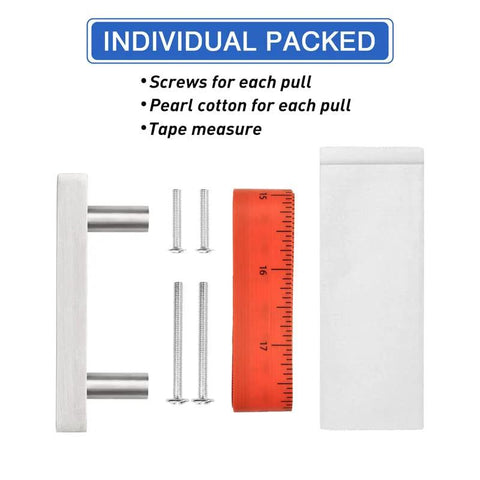 Stainless Steel Cabinet Handles 10 Pack With Satin Nickel Finish 4 Inch Overall Length and 2 1/2 Inch Hole Centers set with screws and extras