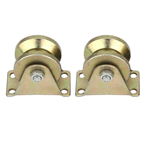 Beefy Heavy Duty V Groove Gate Roller With Steel Bracket For Industrial Sliding Doors And Track Rail System Smooth And Quiet Operation Under Heavy Loads Rugged Steel Wheel For Long Lasting Gate Movement 2 Pack