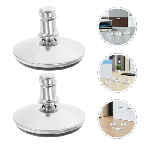 Heavy Duty Adjustable Furniture Levelers With 12 Piece Wobble Free Swivel Base For Tables Cabinets And Chairs Noise Reducing Plastic Metal Feet No Skid Tight Setup shown from the top angle.