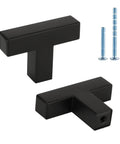 Dead Solid Matte Black T Bar Drawer Pulls And Cabinet Knobs 100 Pack Bulk Hardware For Kitchen Cabinets with included screws.