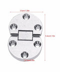 Heavy Duty Zinc Alloy Self Supporting Folding Table Hinges Two Pack top view showing dimensions and oval hardware design.