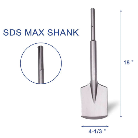 Two Pack SDS Max Shank Masonry Chisel Bits Four And One Third Inch By Eighteen Inch Clay Spade Alloy Steel Digging Bit