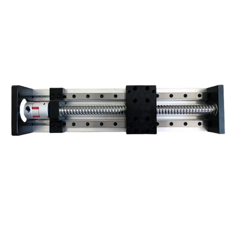 Custom CNC Linear Guide Rails And SFU1605 Ball Screw Actuator System With 200mm Stroke Pro Grade Drive Module For Long Travel Precision Motion Table Setup And Coupling For 60ST Servo Motors, front view