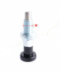 Heavy Duty Stainless Steel Indexing Pins And Self Locking Plungers With Coarse Thread Nuts In M6 M8 M10 M12 Sizes Plus Black Knobs, M10 size shown