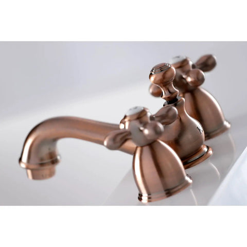 Old School Restoration Style Mini Widespread Lavatory Faucet with Oil Rubbed Bronze Solid Brass Construction Dual Cross Handles