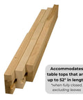 Premium No Sweat Soft Maple Table Leaf Slide Set For Standard Four Leg Dining Tables Smooth Glide Heavy Duty wood slides for 52" tops.