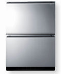 Tough As Nails 24 Inch Dual Drawer Outdoor Freezer With Sleek Stainless Steel Construction front view with two drawers.