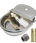 Built Like A Tank Automatic Water Trough With Float Valve For Dogs Cattle Horses And Goats Rustproof Stainless Steel bowl with float valve.