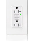 Hella Reliable 100 Pack of 20 Amp GFCI Outlets With LED Indicators UL Listed Weather Resistant Receptacles front view with test and reset buttons.