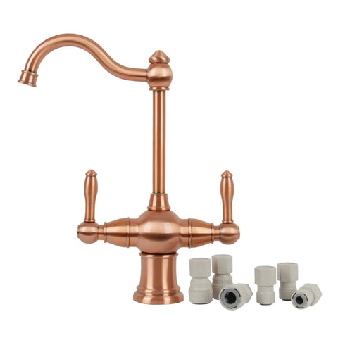 Two-Handle Copper Drinking Water Filter Faucet With Dual Lever Hot And Cold Water, Instant Hot Water Tank Dispenser, Durable Brass Construction
