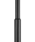 Close-up of the dark bronze pole of Barden 58 Inch Floor Lamp In Dark Bronze With Beige Fabric Shade On Off Rotary Switch Classic Minimalist Bridge Arm Lighting For Living Room Tall Reading Light To Create A Crisp Cozy Vibe.