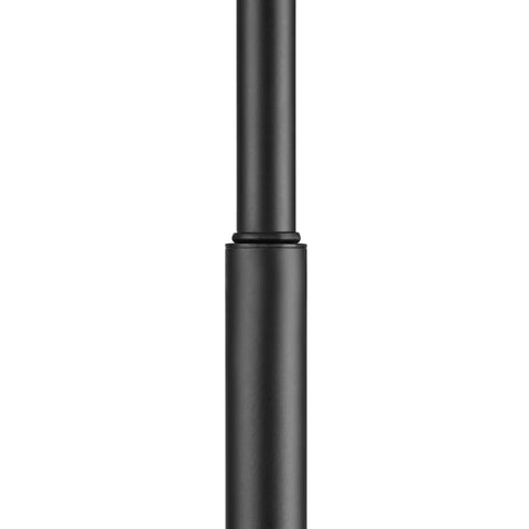 Close-up of the dark bronze pole of Barden 58 Inch Floor Lamp In Dark Bronze With Beige Fabric Shade On Off Rotary Switch Classic Minimalist Bridge Arm Lighting For Living Room Tall Reading Light To Create A Crisp Cozy Vibe.