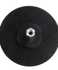 Suction cup, black aluminum alloy, 3.75-inch diameter with M8 screw insert (top view)