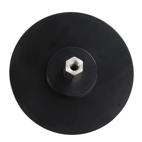 Suction cup, black aluminum alloy, 3.75-inch diameter with M8 screw insert (top view)