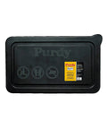 Dual Roll Off 5 Gallon Bucket Kit With Dual Roll Off Bucket Lid For Painters And Pros showing a black rectangular lid with logo