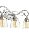 Powell Collection Four-Light Bathroom Vanity Fixture in Classic Nickel Finish, showcasing elegant LED-compatible design.