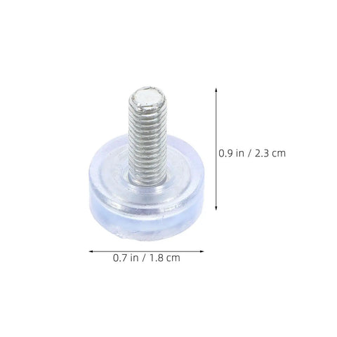 40 Piece Adjustable Furniture Leveling Feet For Cabinets And Desks With M6 Threaded Round PVC And Metal Glides 18mm Diameter Nonslip Base Easy Screw On Replacement For Home And Office showing single foot with dimensions
