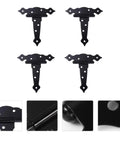 Heavy Duty T Strap Shed Door Hinges Set Of 4 In Black Iron With Eight Screw Holes Quiet And Easy To Install Barn Gate Hinges