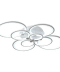 Cool 8-Ring LED Dimmable Ceiling Light With Remote, White Finish, 3000K-6500K Adjustable Color Temperature, Metal Acrylic Circle Flush Mount