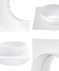 Heavy Duty Plastic Duct Connector Flange For Round Vent 4 Inch Easy Install DIY Wall Plate Adapter For HVAC Exhaust And Intake Coupling Airflow Fitting For Ventilation And Cooling Systems, white plastic close-up