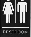 Self-Stick ADA Braille Unisex Bathroom Signs For Women And Men, Double Sided 3M Tape Door Sign, 9x6 Inches Black Sign