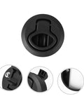 Front view of Kisangel flush pull slam latch for boat/RV with 1/4 round handle, black marine-grade stainless deck hardware