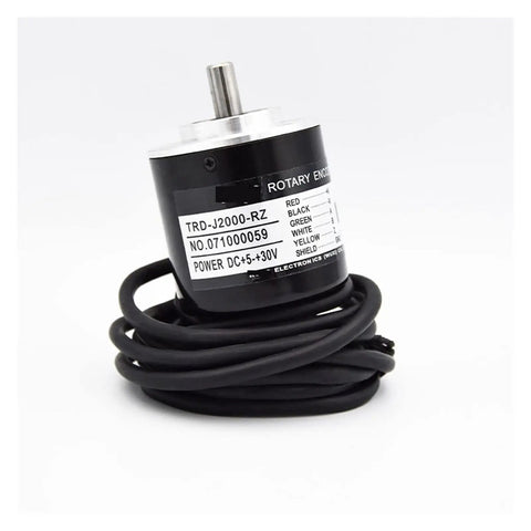 TRD-J1000-RZ Absolute Rotary Encoder J2000 for automotive electronics, black cylindrical design with connection wires.