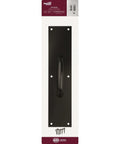 Heavy Duty Door Pull Plate for Front and Back Doors in High Traffic Areas Aluminum Construction With Oil Rubbed Bronze Finish, shown with mounting screws