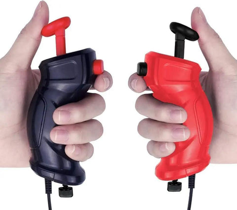 High Precision Slot Car Controller For 1:43, 1:64 And 1:87 Track Sets in red and black, held in hand, smooth throttle response