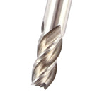 End mill cutter, 6mm, 4-flute spiral, metallic silver finish, close-up view