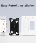 Components of All In One Wall Cable Concealer Kit for TV Setup, Recessed Outlet Box with Brush Wall Plate shown against white backdrop.