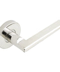 Sunrise Lever Round Rosette Tubular Latch Passage Set in Polished Stainless Steel TL4 2-3/4 Inch Backset Side View