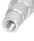 Close-up of Heavy Duty Piston Pin Puller For Small Engine Rebuilds With Five Metric Adapters showing aluminum threaded end.