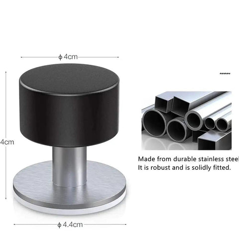Heavy Duty Stainless Steel Door Stopper With Ultra Strong Adhesive Wall Mount Sound Dampening Door Noise Floor Safe Bumper shown