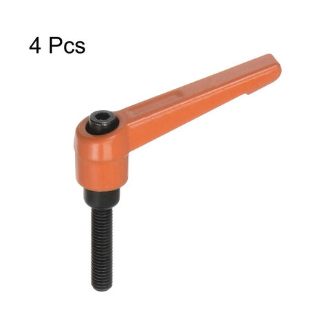 Orange Aluminum Quick Release Clamp Knobs With Slick Grip Hex Socket And Rock Solid M6 Male Thread For Hella Secure Locking On Heavy Duty Workshop Gear And Cabinet Doors, 4 pieces set.