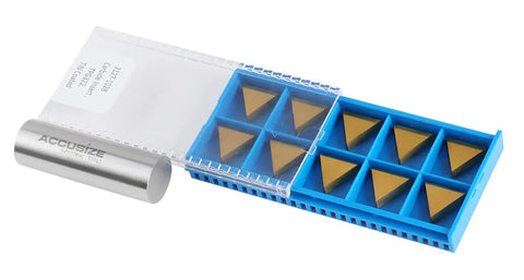TiN Coated TPG322 Carbide Inserts for Lathe and Milling Three Eighths Inch IC One Eighth Inch Thick One Thirty Second Inch Radius Triangle Point Strong Cutting Edges Versatile for Wide Range of Materials 10 Pcs Box