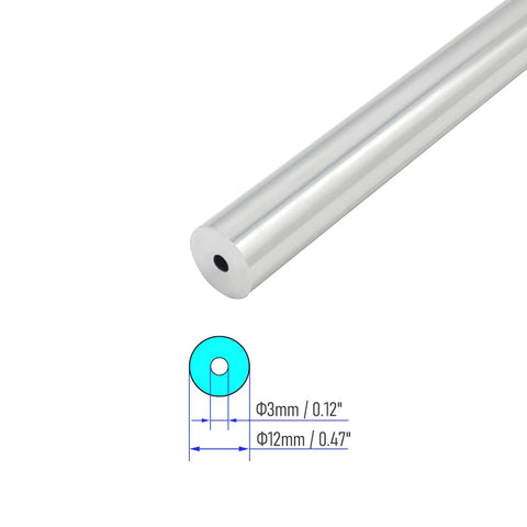 Rugged 6063 T5 Aluminum Round Tube 12mm OD, 3mm ID, 300mm Length, Two Pack Seamless Pipe For Frames And DIY Builds