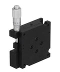 RF A60 Linear Stage Translation Platform with Manual Angle Square Micrometer heavy duty positioning device shown vertically