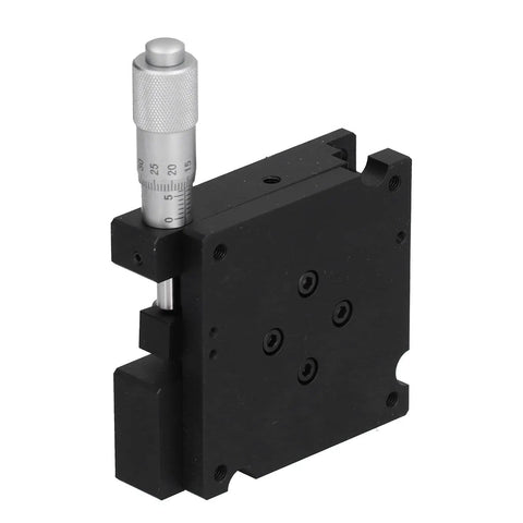 RF A60 Linear Stage Translation Platform with Manual Angle Square Micrometer heavy duty positioning device shown vertically