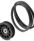 Must Have Idler Pulley And Drive Belt Combo Kit For Stens Z254F And CZ3815 Mowers, featuring black rubber parts.