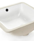 IBVIVIC Undermount Bathroom Sink, 14.4x12.7 Inch White Rectangle Porcelain Ceramic Vessel Sink, Deep Basin with Overflow - Side view