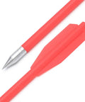 60 Piece Set Crossbow Bolts 6.25 Inch 50-80Lb Aluminum Shafts Razor Sharp Broadhead Tips close-up of red shaft and tip