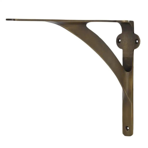 Side view of Set Of 2 Heavy Duty Brass Shelf Brackets For 8 10 12 Inch Shelves Gold Finish L Shaped Wall Brackets Adjustable Mounting Hardware